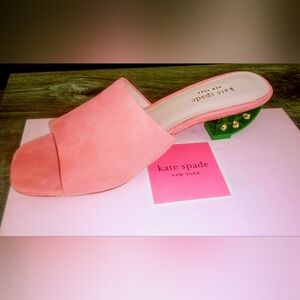 KATE SPADE CITRUS sz 7.5 open toe sandals mule shoes acrylic rhinestone heel NEW